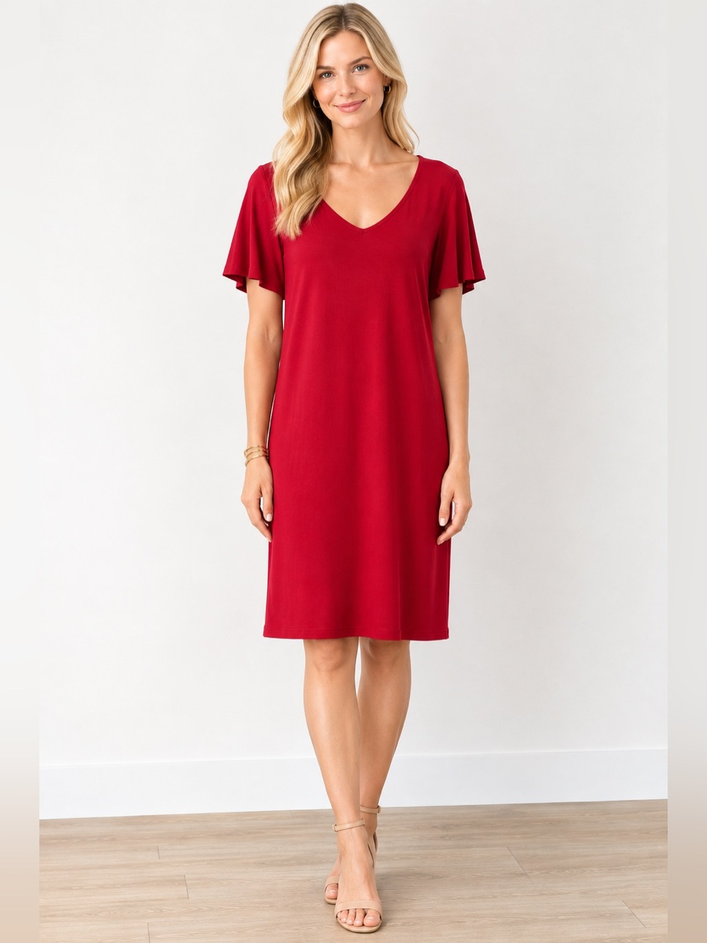 Green Envelope Los Angeles Red Short Sleeve Dress 1X NEW